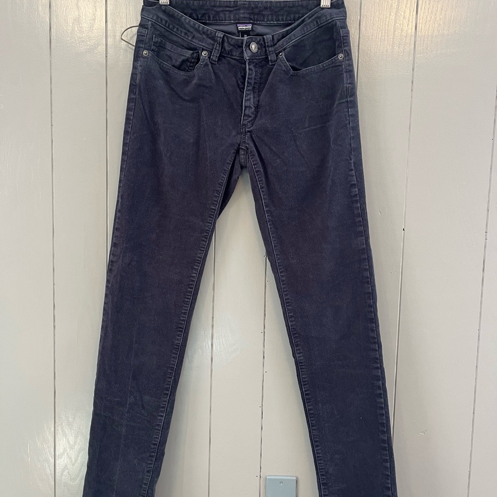 Patagonia Women's Gray Corduroy Organic Cotton Slim Straight Pants Button Zip